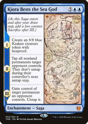 Kiora Bests the Sea God 52p, carta de Magic: The Gathering de Theros Beyond Death Promos