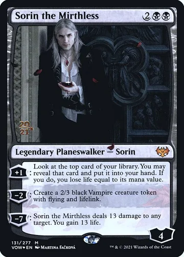 Sorin the Mirthless 131s, carta de Magic: The Gathering de Innistrad: Crimson Vow Promos