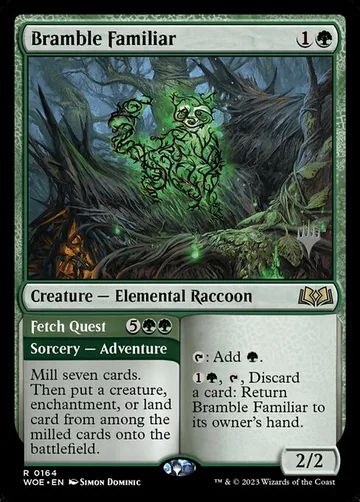 Bramble Familiar // Fetch Quest 164p, carta de Magic: The Gathering de Wilds of Eldraine Promos