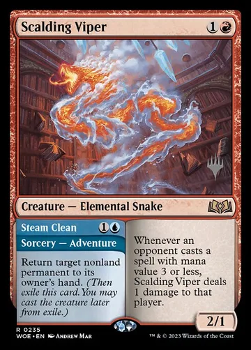 Scalding Viper // Steam Clean 235p, carta de Magic: The Gathering de Wilds of Eldraine Promos