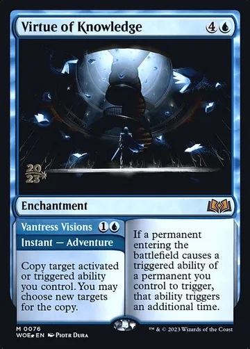 Virtue of Knowledge // Vantress Visions 76s, carta de Magic: The Gathering de Wilds of Eldraine Promos