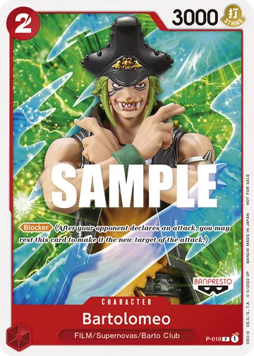 Bartolomeo P-018, carta de One Piece de Promos