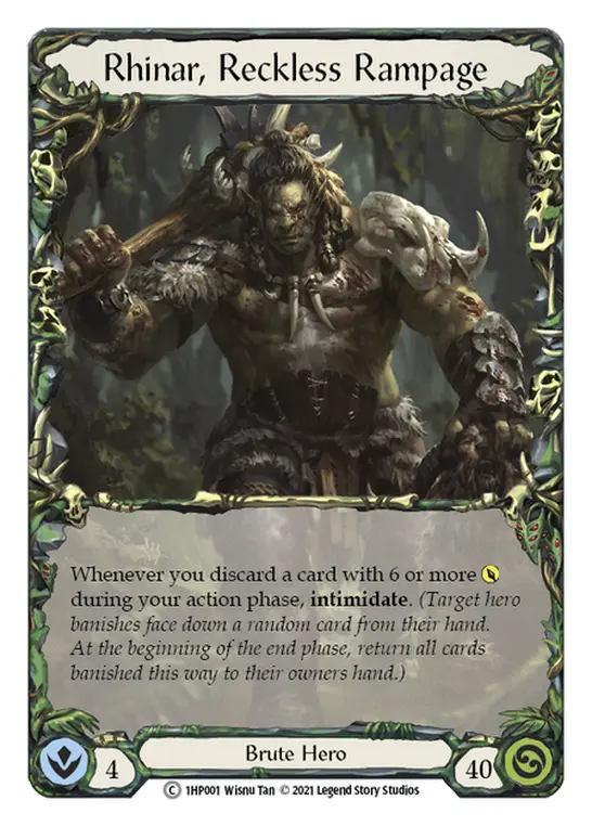 Rhinar, Reckless Rampage 1HP001, carta de Flesh and Blood de History Pack 1