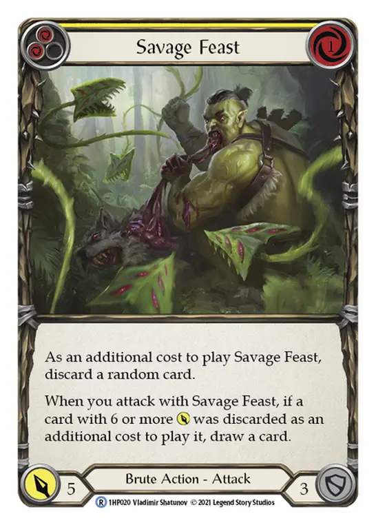 Savage Feast (Yellow) 1HP020, carta de Flesh and Blood de History Pack 1