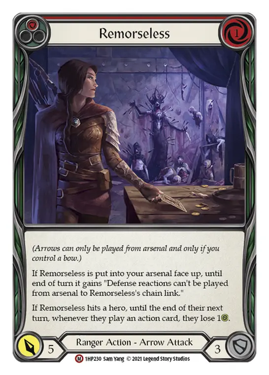 Remorseless (Red) 1HP230, carta de Flesh and Blood de History Pack 1
