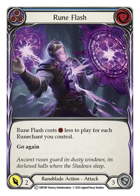 Rune Flash (Blue) 1HP290, carta de Flesh and Blood de History Pack 1