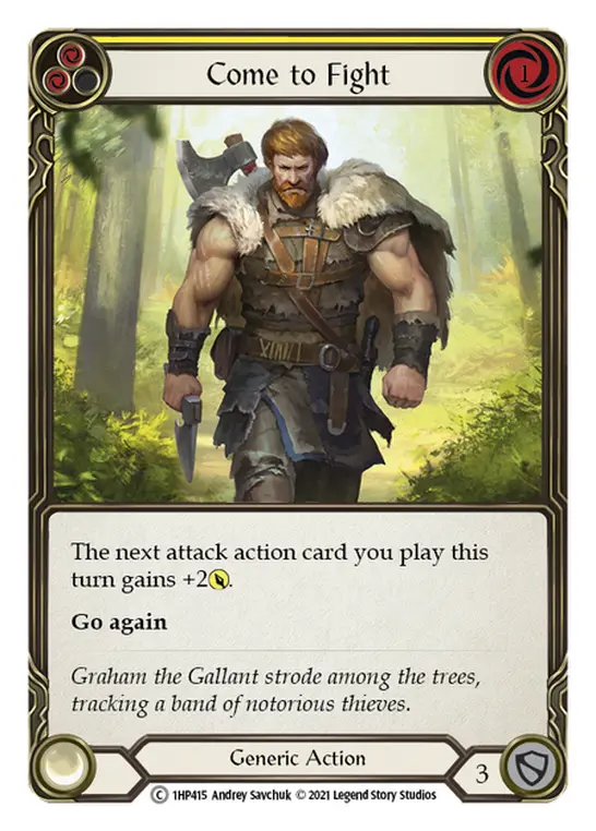 Come to Fight (Yellow) 1HP415, carta de Flesh and Blood de History Pack 1