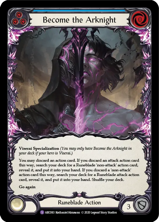 Become the Arknight (Blue) ARC083, carta de Flesh and Blood de Arcane Rising (Unlimited)