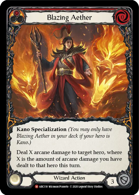 Blazing Aether (Red) ARC118, carta de Flesh and Blood de Arcane Rising (Unlimited)