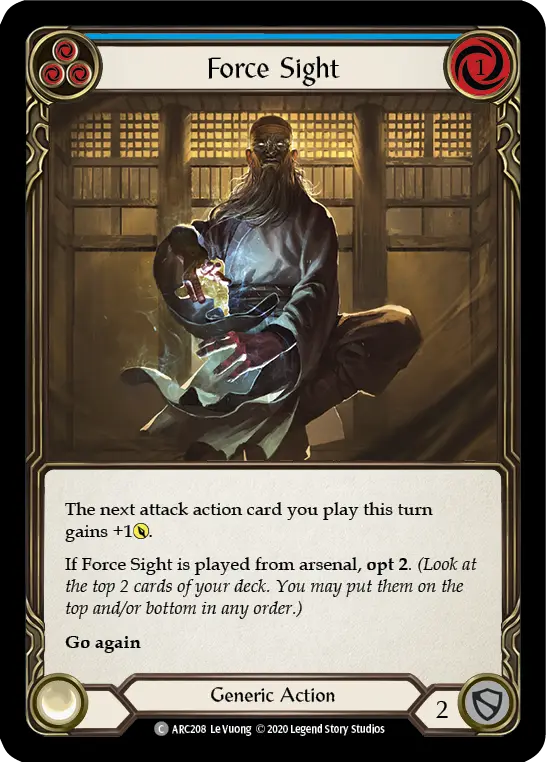 Force Sight (Blue) ARC208, carta de Flesh and Blood de Arcane Rising (Unlimited)