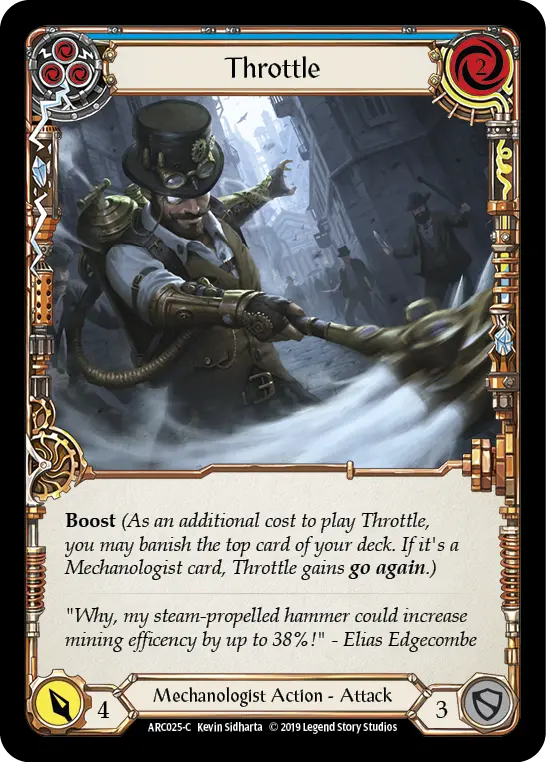 Throttle (Blue) ARC025, carta de Flesh and Blood de Arcane Rising (1st Edition)