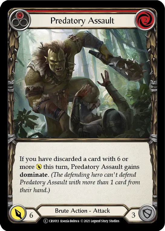 Predatory Assault (Red) CRU013, carta de Flesh and Blood de Crucible of War (Unlimited)