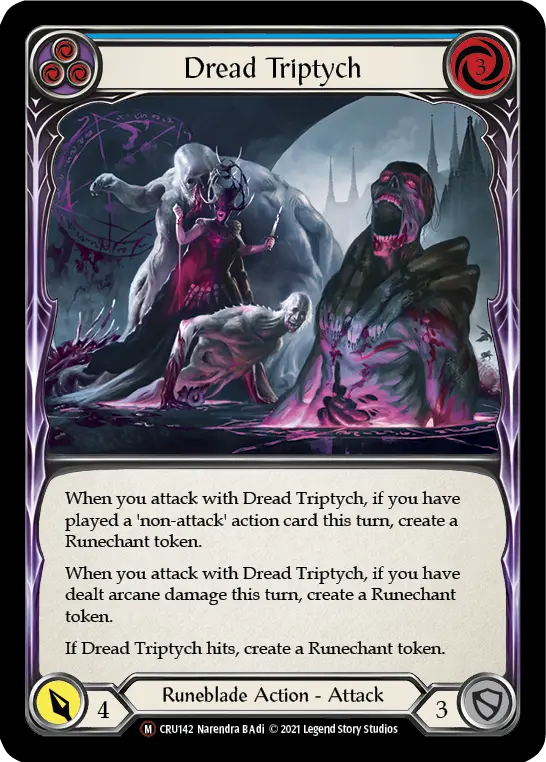 Dread Triptych (Blue) CRU142, carta de Flesh and Blood de Crucible of War (Unlimited)
