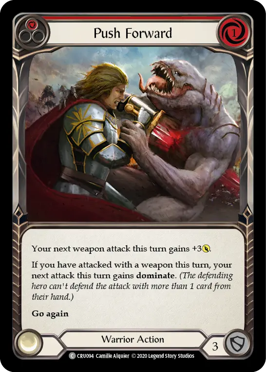 Push Forward (Red) CRU094, carta de Flesh and Blood de Crucible of War (1st Edition)