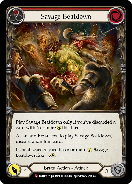 Savage Beatdown (Red) DYN007, carta de Flesh and Blood de Dynasty