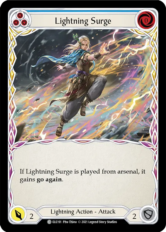 Lightning Surge (Blue) ELE191, carta de Flesh and Blood de Tales of Aria (1st Edition)