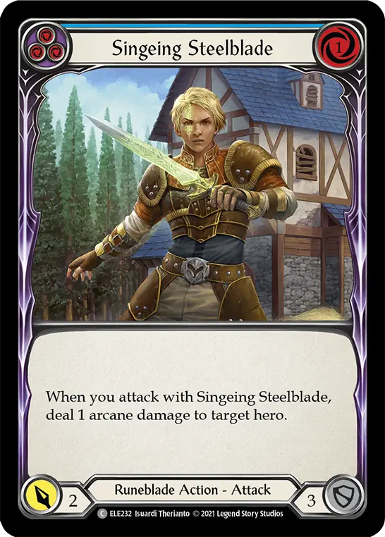 Singeing Steelblade (Blue) ELE232, carta de Flesh and Blood de Tales of Aria (1st Edition)