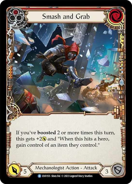 Smash and Grab (Red) EVO155, carta de Flesh and Blood de Bright Lights