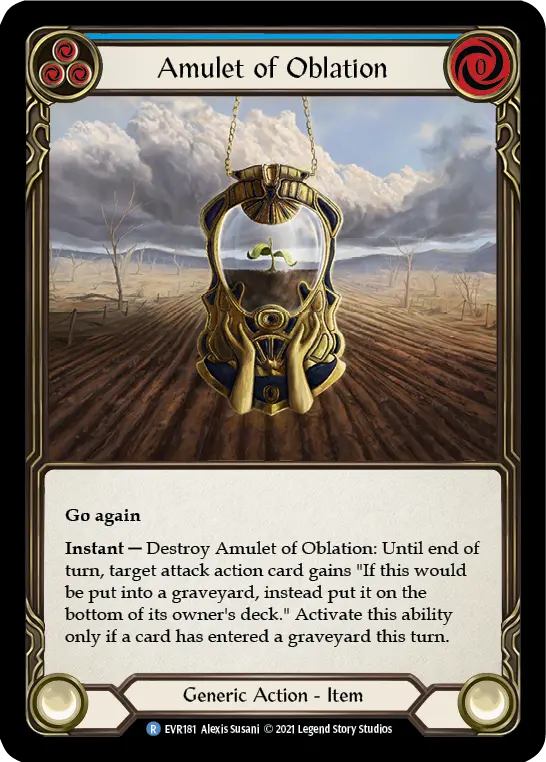 Amulet of Oblation (Blue) EVR181, carta de Flesh and Blood de Everfest
