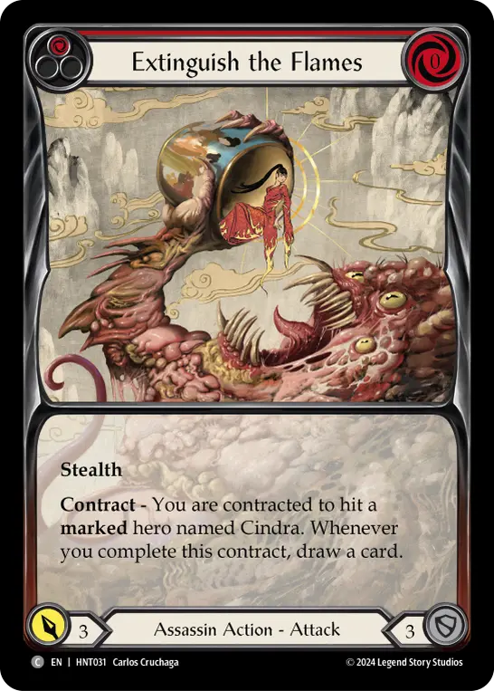 Extinguish the Flames (Red) HNT031, carta de Flesh and Blood de The Hunted
