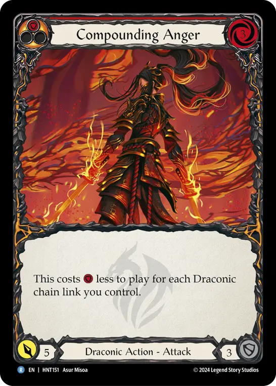 Compounding Anger (Red) HNT151, carta de Flesh and Blood de The Hunted