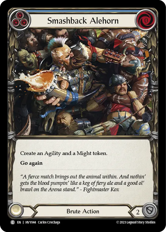 Smashback Alehorn (Blue) HVY044, carta de Flesh and Blood de Heavy Hitters