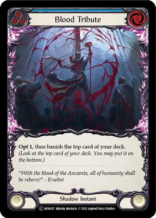 Blood Tribute (Blue) MON217, carta de Flesh and Blood de Monarch (Unlimited)