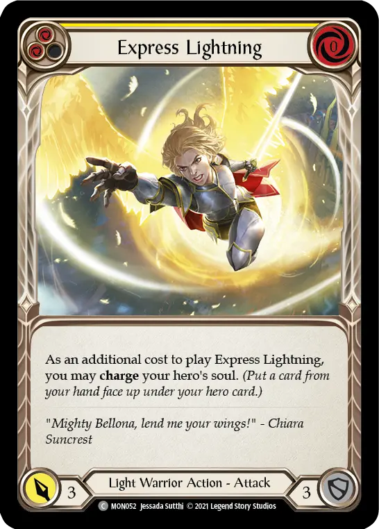 Express Lightning (Yellow) MON052, carta de Flesh and Blood de Monarch (1st Edition)