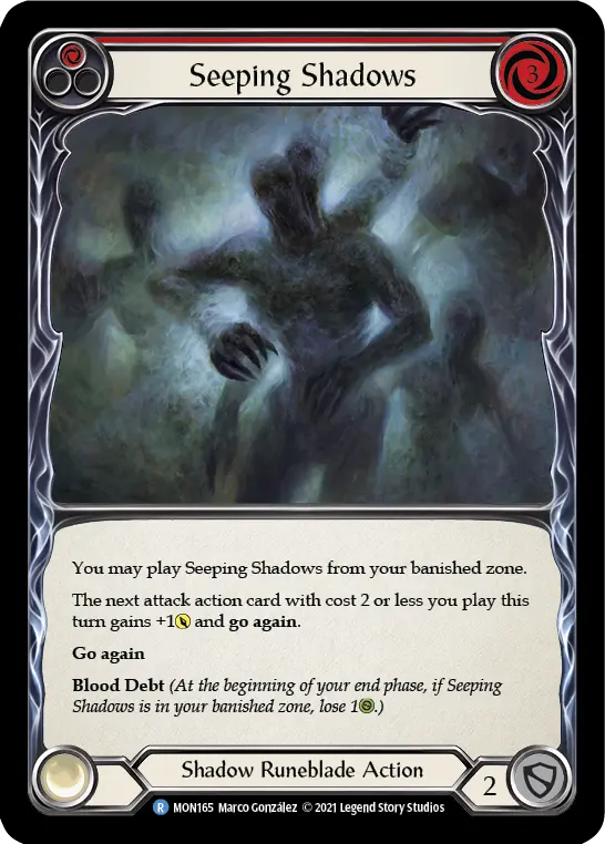 Seeping Shadows (Red) MON165, carta de Flesh and Blood de Monarch (1st Edition)