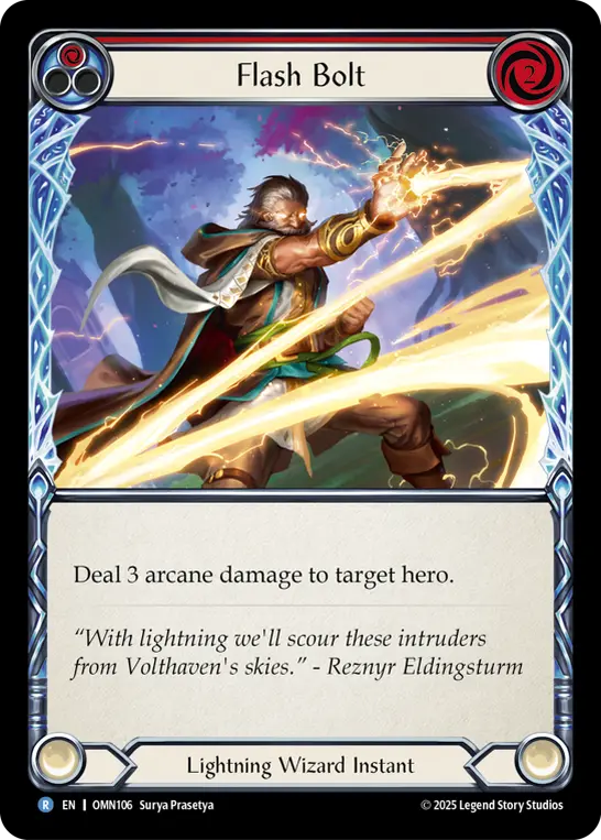 Flash Bolt (Red) OMN106, carta de Flesh and Blood de Omens of the Third Age