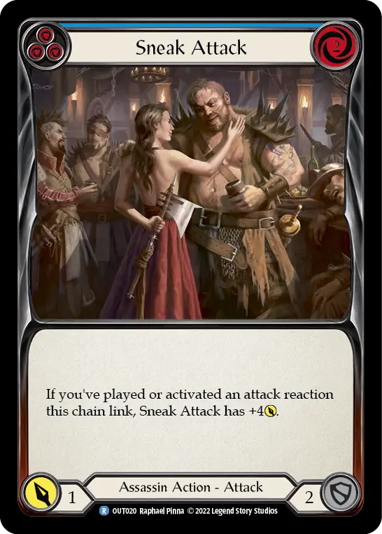 Sneak Attack (Blue) OUT020, carta de Flesh and Blood de Outsiders