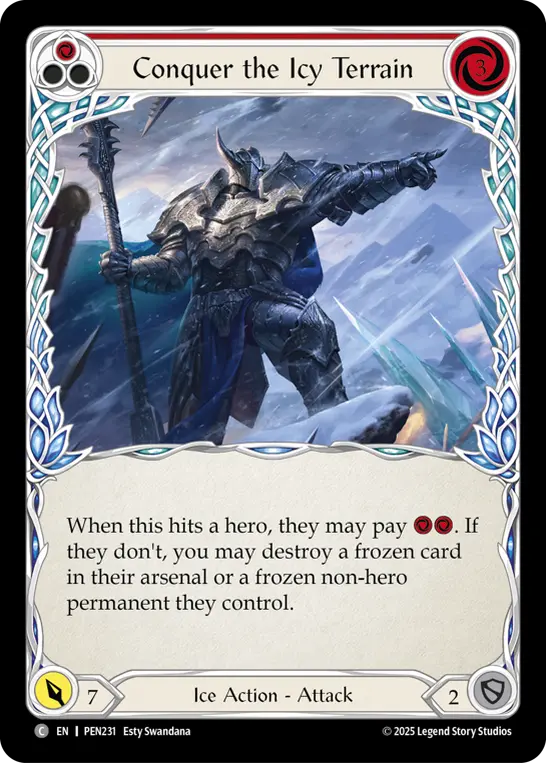 Conquer the Icy Terrain (Red) PEN231, carta de Flesh and Blood de Compendium of Rathe