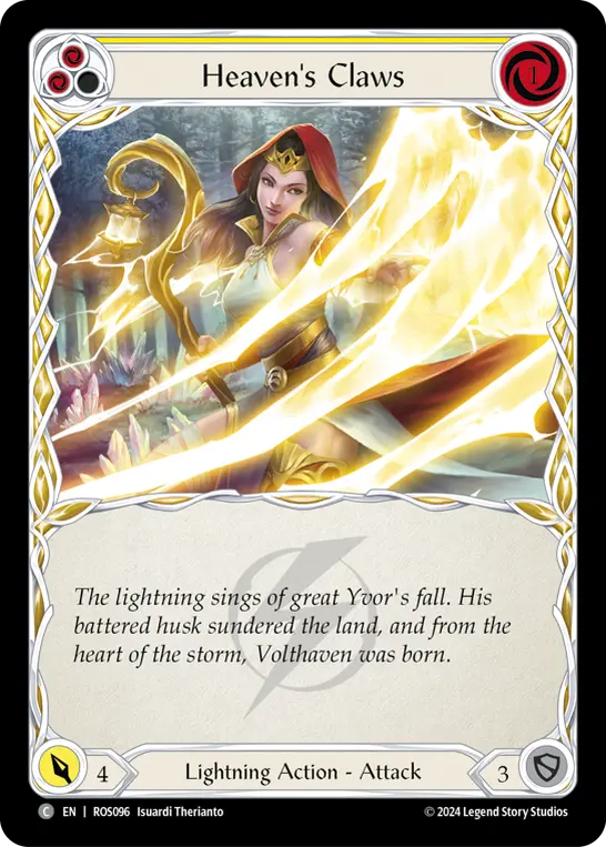 Heaven's Claws (Yellow) ROS096, carta de Flesh and Blood de Rosetta