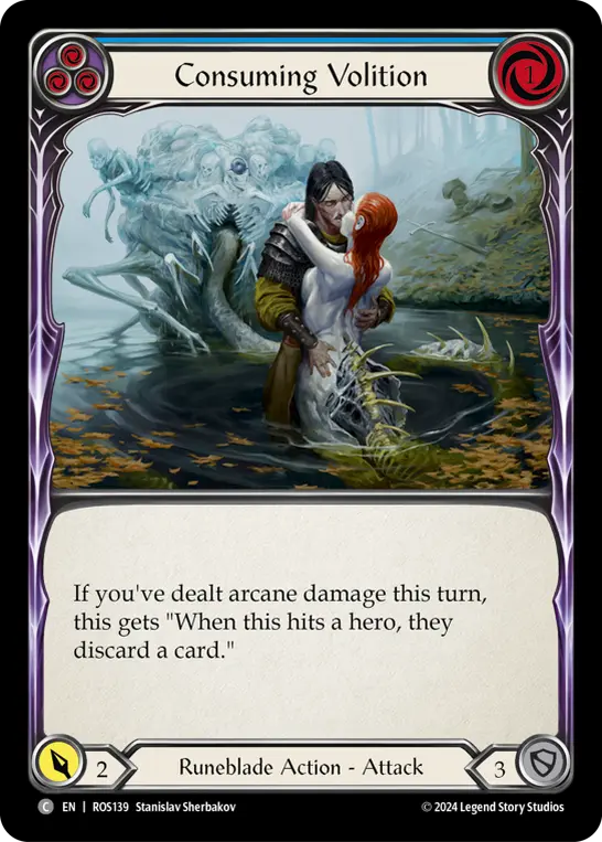 Consuming Volition (Blue) ROS139, carta de Flesh and Blood de Rosetta