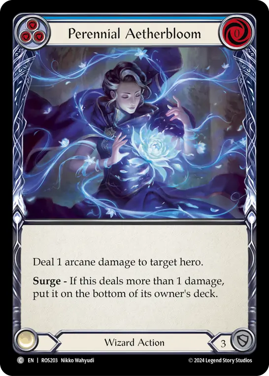Perennial Aetherbloom (Blue) ROS203, carta de Flesh and Blood de Rosetta