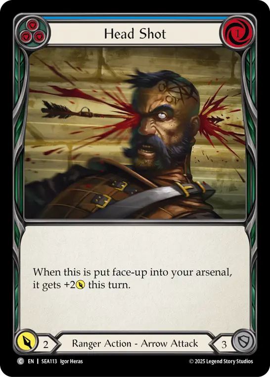 Head Shot (Blue) SEA113, carta de Flesh and Blood de High Seas