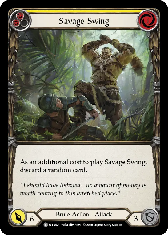 Savage Swing (Yellow) WTR021, carta de Flesh and Blood de Welcome to Rathe (Unlimited)
