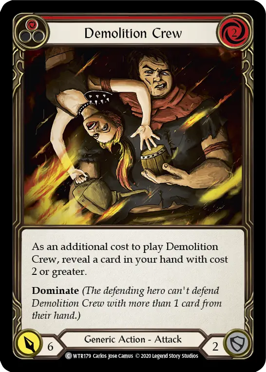 Demolition Crew (Red) WTR179, carta de Flesh and Blood de Welcome to Rathe (Unlimited)