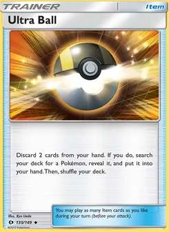 Ultra Ball 135/149, carta de Pokémon de Sol y Luna