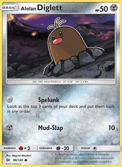 Diglett de Alola 86/149, carta de Pokémon de Sol y Luna