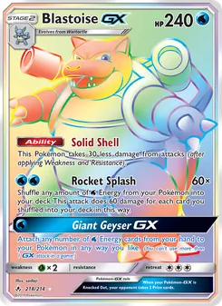 Blastoise GX 218/214, carta de Pokémon de Vínculos Indestructibles