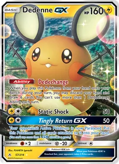 Dedenne GX 57/214, carta de Pokémon de Vínculos Indestructibles