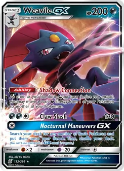 Weavile GX 132/236, carta de Pokémon de Mentes Unidas