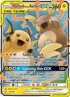 Raichu y Raichu de Alola GX 54/236