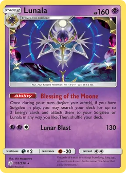 Lunala 102/236, carta de Pokémon de Eclipse Cósmico