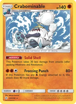 Crabominable 122/236, carta de Pokémon de Eclipse Cósmico