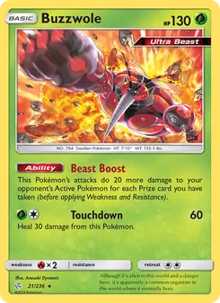 Buzzwole 21/236, carta de Pokémon de Eclipse Cósmico