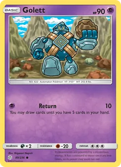 Golett 89/236, carta de Pokémon de Eclipse Cósmico