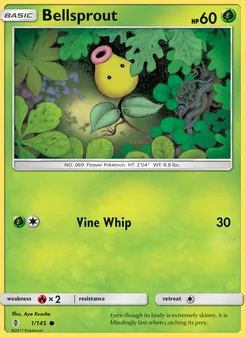 Bellsprout 1/145, carta de Pokémon de Albor de Guadianes