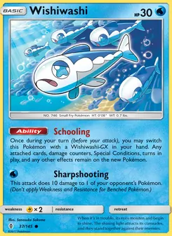 Wishiwashi 37/145, carta de Pokémon de Albor de Guadianes